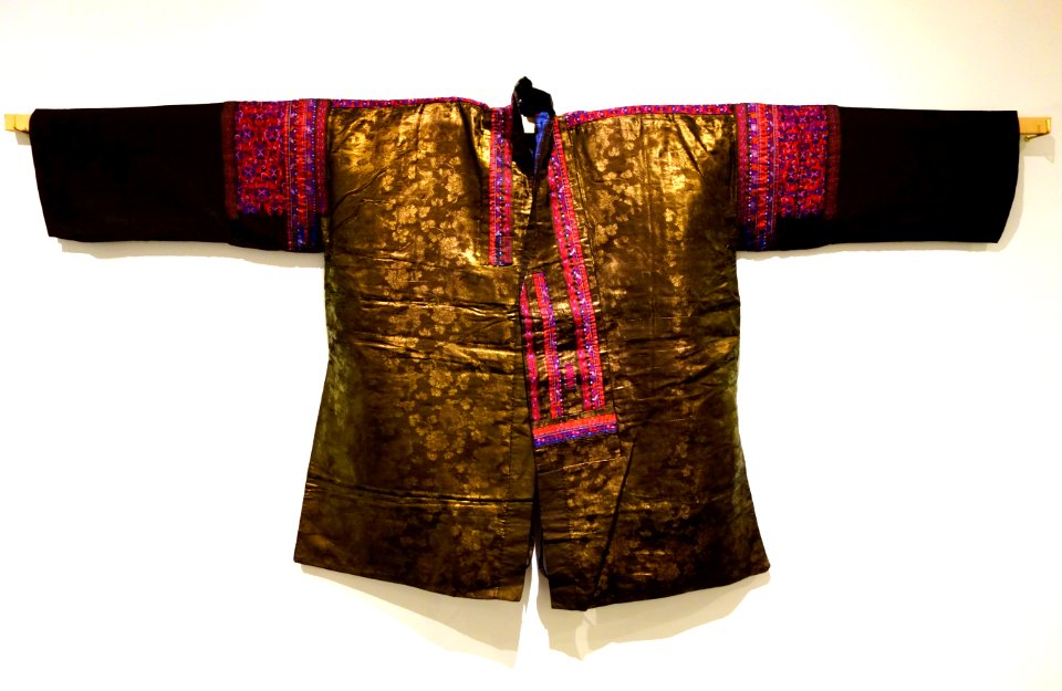Woman's festive jacket, Miao people, Huangping county, Guizhou province, China, 20th century, cotton, silk, metal foil, metal sequin - Textile Museum of Canada - DSC00842