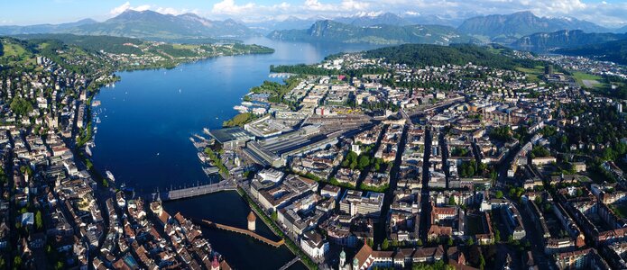 Panoramic image skyline lucerne