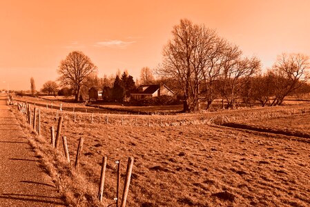 Fence post farmhouse road photo