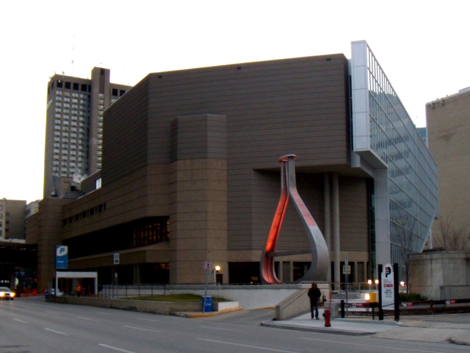 Winnipeg Millennium Library and emptyful sculpture