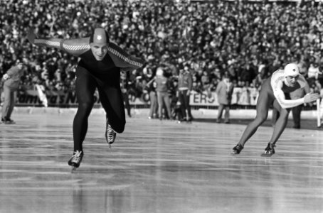 WK schaatsen in Assen. Frits Schalij in aktie, Bestanddeelnr 931-9935