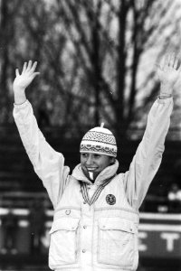 WK schaatsen dames, Deventer Karin Enke tijdens huldiging, Bestanddeelnr 932-8471