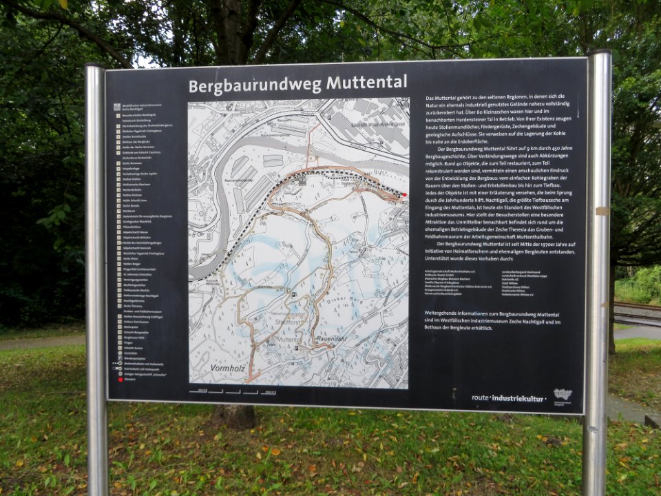 Witten Karte Bergbaurundweg Muttental Parkplatz Nachtigallstraße