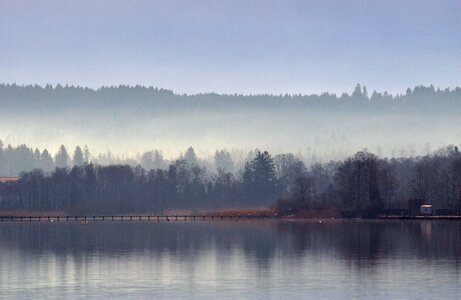 River reflection fog photo