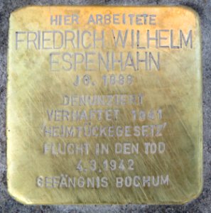 Witten Stolperstein Friedrich Wilhelm Espenhahn