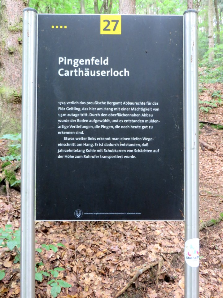 Witten Infotafel Pingenfeld Cartäuserloch