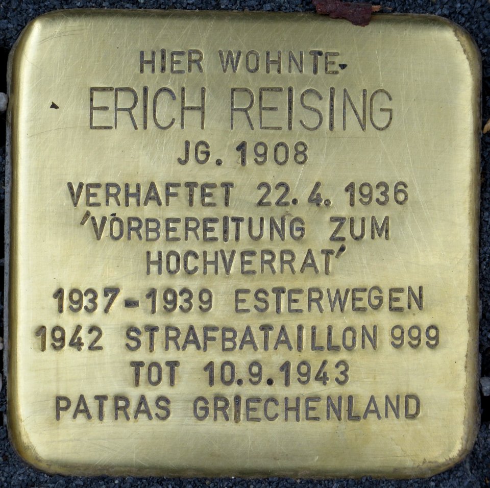 Witten Stolperstein Erich Reising