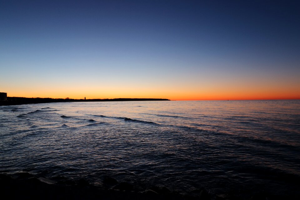 Sea waters dusk photo