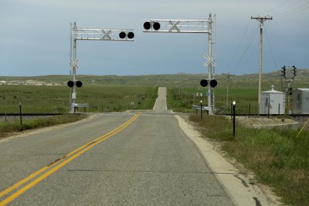 Wyoming Highway 341 near a railroad crossing