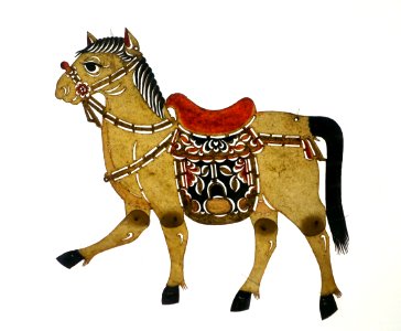 Xuanzang, Wujing, Wuneng, Wukong, and White Horse, China, Qing dynasty, 1644-1911 AD, cowhide - Sichuan Provincial Museum - Chengdu, China - DSC04603