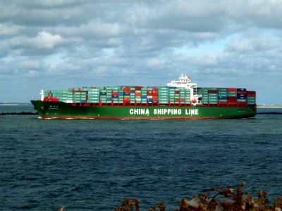 Xin Qing Dao p2, leaving Port of Rotterdam, Holland 10-Aug-2005
