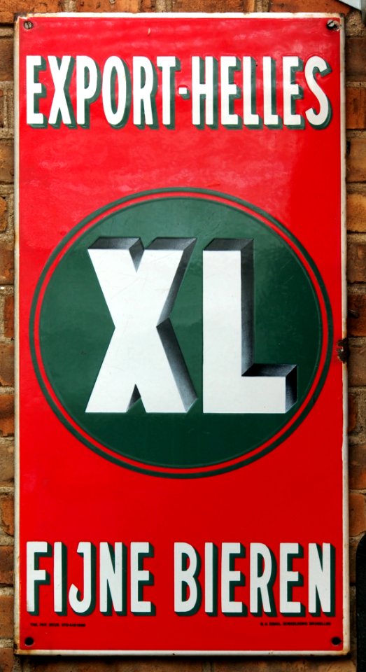 XL Export-Helles, Fijne Bieren, enamel advertising sign