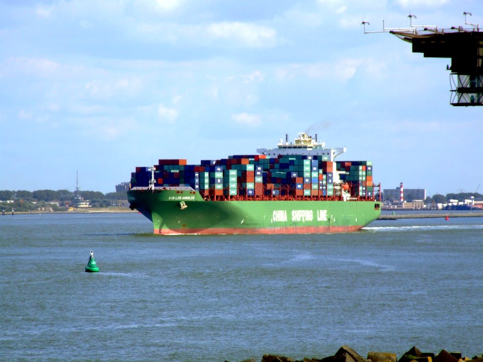 Xin Los Angeles 00, leaving Port of Rotterdam, Holland 29-Aug-2007