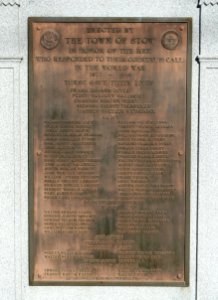World War I Memorial plaque - Stow, Massachusetts - DSC08720 photo
