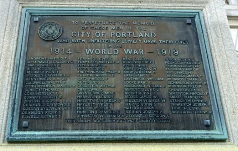 World War I Memorial plaque - Portland, Maine - DSC03890