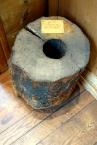 Wooden water pipe, said to have been laid from prior to 1800, from corner of Chauncy Street and Exeter Place, Boston, unearthed May 1921 - Joseph Allen Skinner Museum - DSC07898