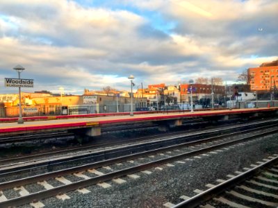 Woodside LIRR Station seen from LIRR express train