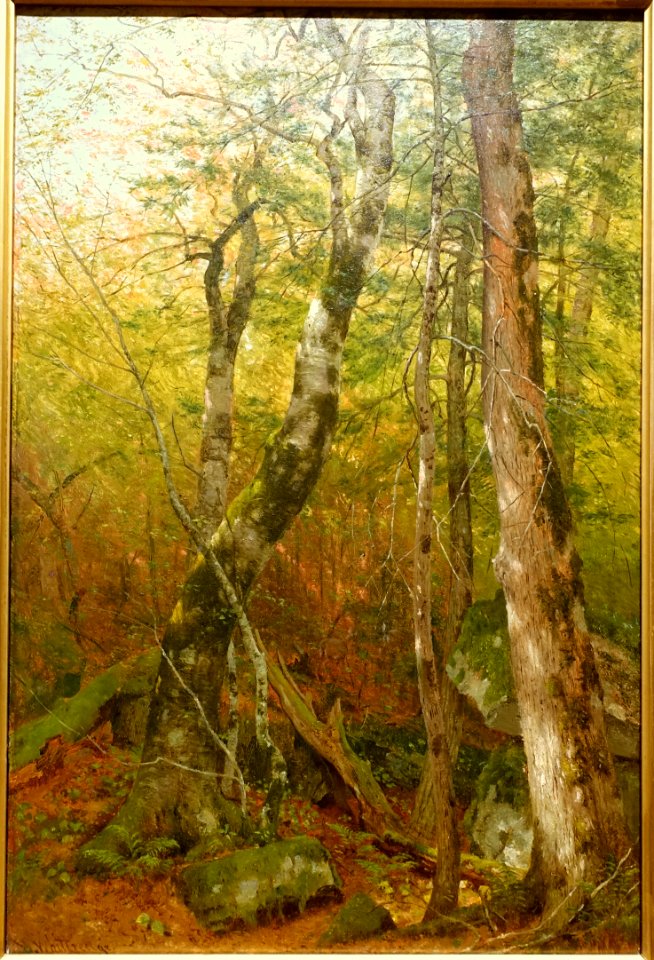 Woodland Interior with Deer, by Thomas Worthington Whittredge, 1865, oil on canvas - Currier Museum of Art - Manchester, NH - DSC07476