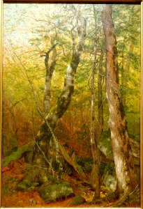 Woodland Interior with Deer, by Thomas Worthington Whittredge, 1865, oil on canvas - Currier Museum of Art - Manchester, NH - DSC07476