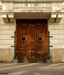 Wooden door lion heads Vienna variant
