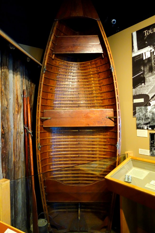 Wooden rowboat, Larson Boat Works, Little Falls, Minnesota, c. 1942, view 1 - Wisconsin Historical Museum - DSC03395