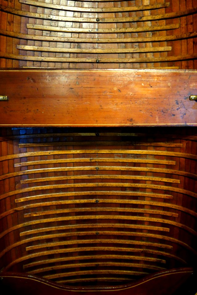 Wooden rowboat, Larson Boat Works, Little Falls, Minnesota, c. 1942, view 2 - Wisconsin Historical Museum - DSC03398