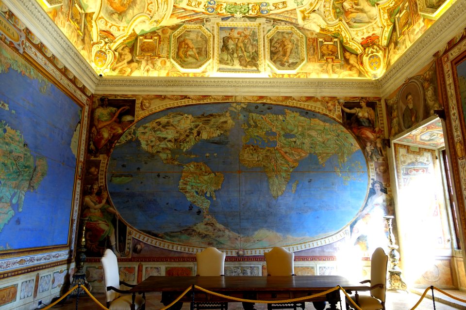 World map - Room of Maps - Villa Farnese - Caprarola, Italy - DSC02398