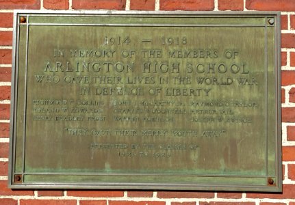 World War I Memorial, 1 of 2 - Arlington High School - Arlington, MA - DSC03466