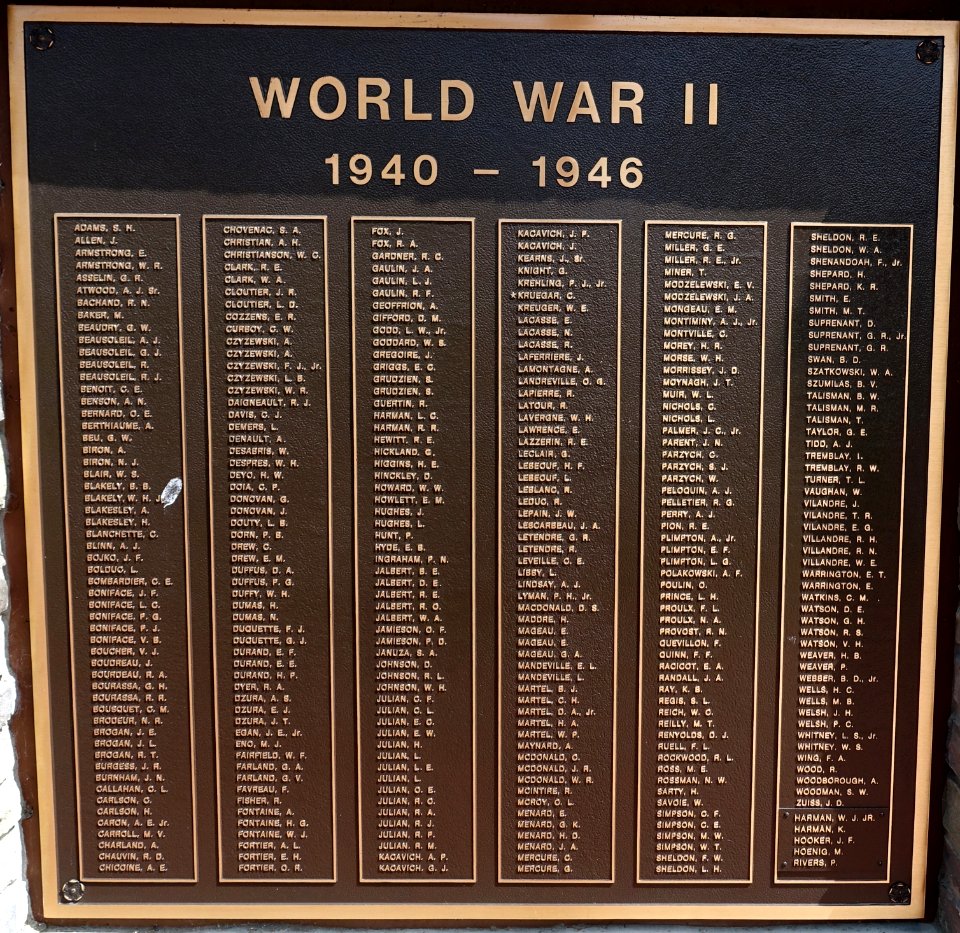World War II Memorial - Sturbridge Honor Roll - Sturbridge, Massachusetts - DSC05968