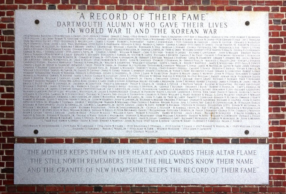 World War II and Korean War memorial - Dartmouth College - DSC04648