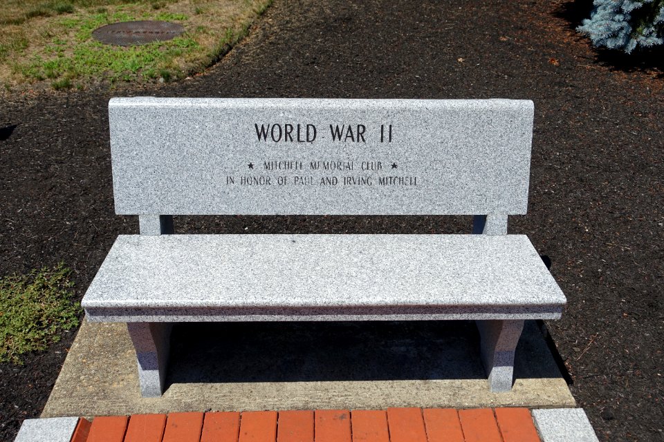 World War II bench - Middleboro Veterans' Memorial Park - Middleborough, Massachusetts - DSC04043