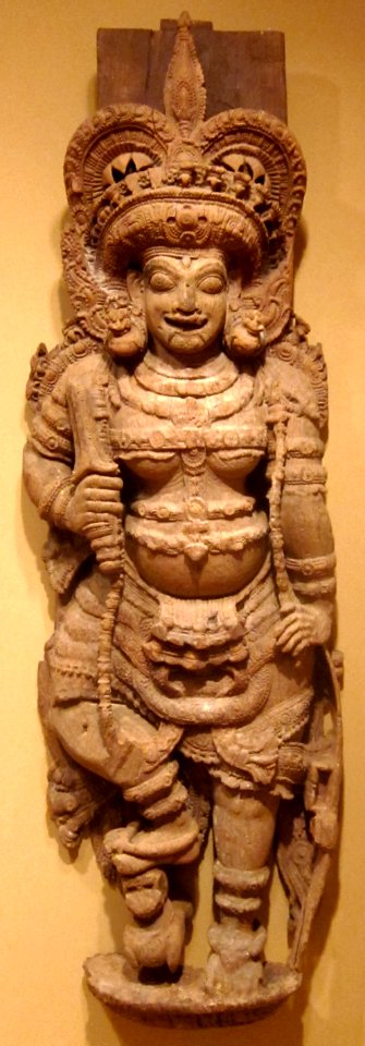 Wood carving of Dvarapalika (female guardian) from Kerala, India, 17th century, HAA