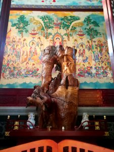 Wood carving of Guanyin, Songbai Temple