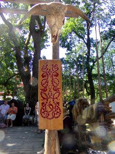 Wood carving on Turku medieval festival photo