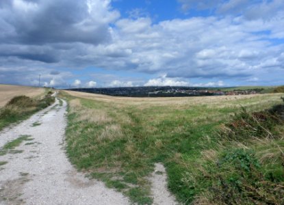 Woodingdean and Happy Valley seen from Ovingdean Road, Ovingdean (August 2014)