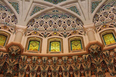 Art ornate sultan qaboos grand mosque
