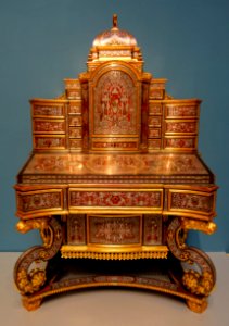 Writing desk, Ferdinand Plitzner, Franconia, c. 1715-1720, oak, pine, Boulle marquetry of tortoiseshell, horn, brass, pewter, copper, etc - Germanisches Nationalmuseum - Nuremberg, Germany - DSC03807