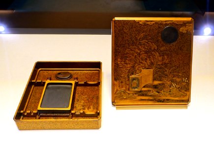 Writing box with pillow in a field, Japan, Muromachi period, 1500s AD, maki-e lacquer - Tokyo National Museum - Tokyo, Japan - DSC08876