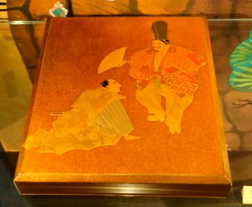 Writing box with Noh-theater decoration, 19th century, black and gold lacquer on wood - Östasiatiska museet, Stockholm - DSC09259