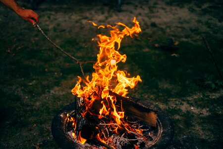 Campfire dark night photo