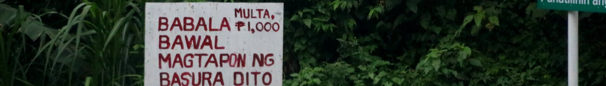 WV banner Filipino phrasebook No dumping sign Indang Cavite