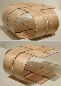 Woven side table by Iliahi Anthony, maple, 2016