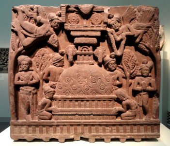 Worship at a Stupa, from railing of the Bharhut Stupa, Shunga dynasty, early 2nd century BC, Bharhut, Madhya Pradesh, India, sandstone - Freer Gallery of Art - DSC05136