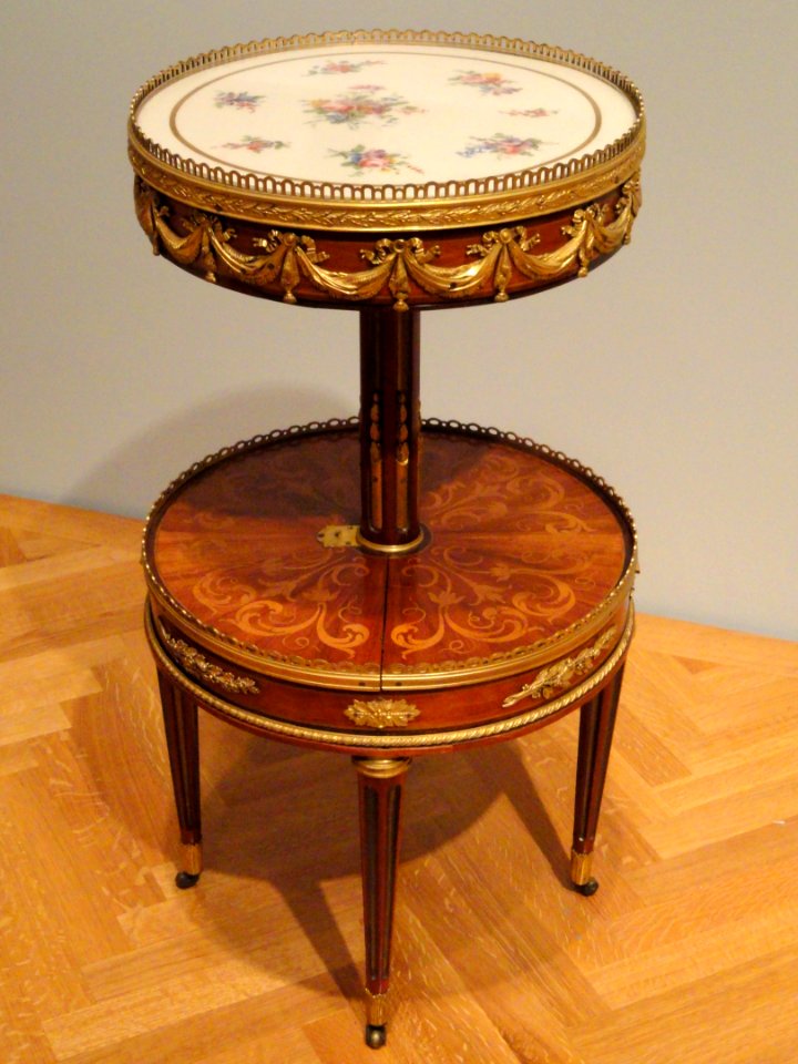 Worktable (bureau de toilette), about 1775-1785, Martin Carlin, Paris, wood, gilt bronze, Sevre porcelain top - Cleveland Museum of Art - DSC08843