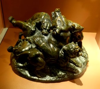 Bear Attacked by Dogs, by Antoine-Louis Barye, 1834-1839, bronze - Middlebury College Museum of Art - Middlebury, VT - DSC08137