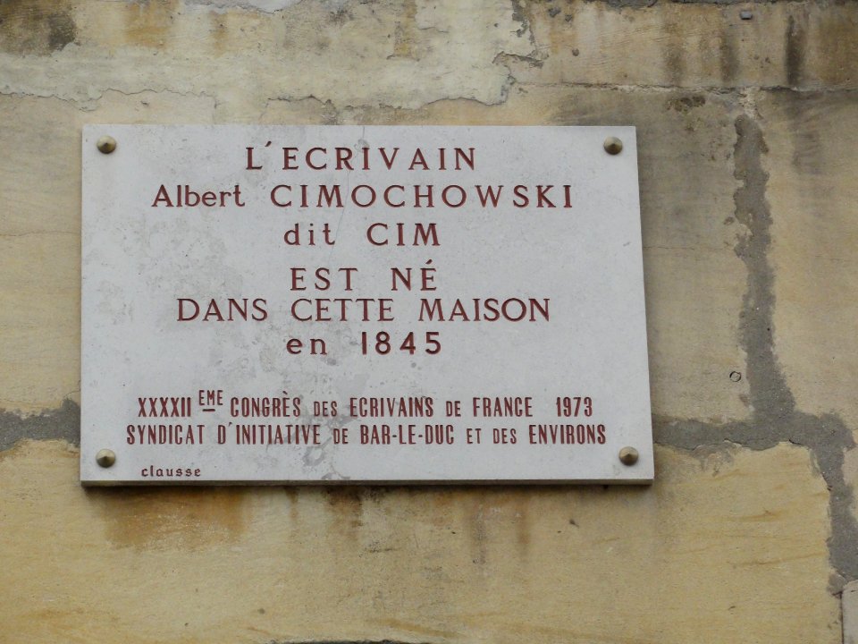Bar-le-Duc (Meuse) maison natale Cirochowski, plaque