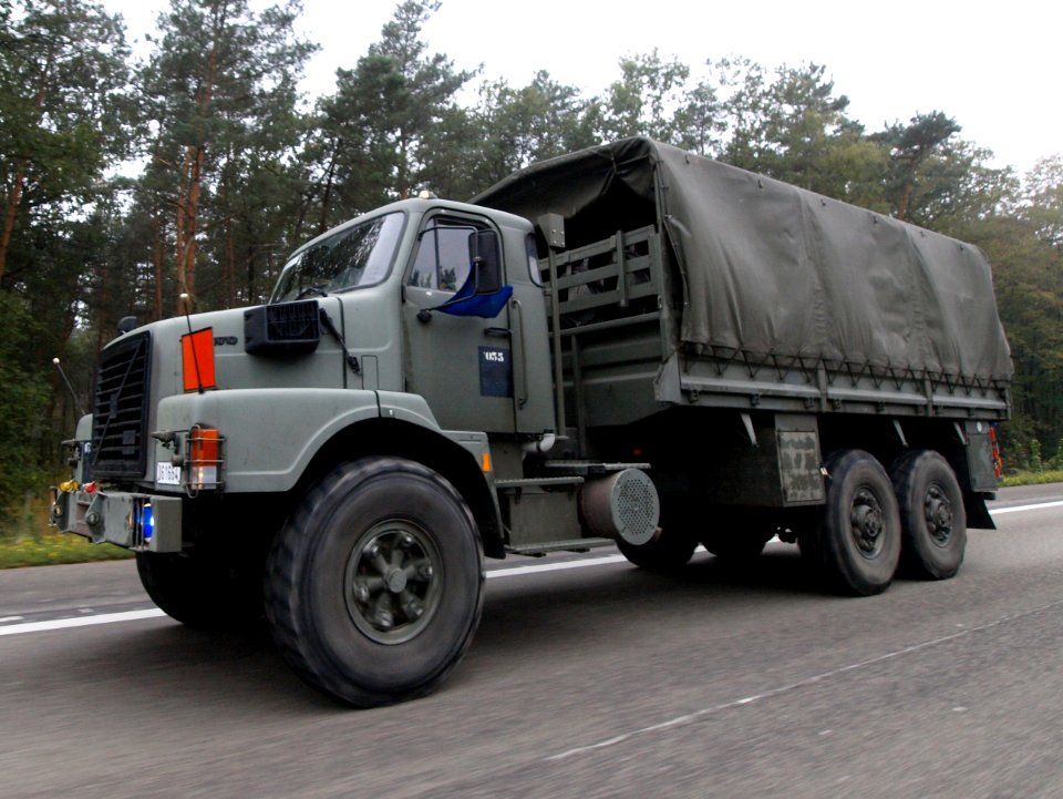 Belgian Volvo army truck at the German Autobahn pic3
