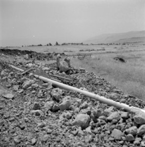Bevloeiingswerken bij de kibboets Hakuk bij het Meer van Tiberias Waterleidings, Bestanddeelnr 255-4799