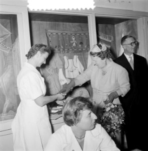 Bezoek koningin Juliana aan Delft bij de Van de Wouden Stichting, Bestanddeelnr 907-3518