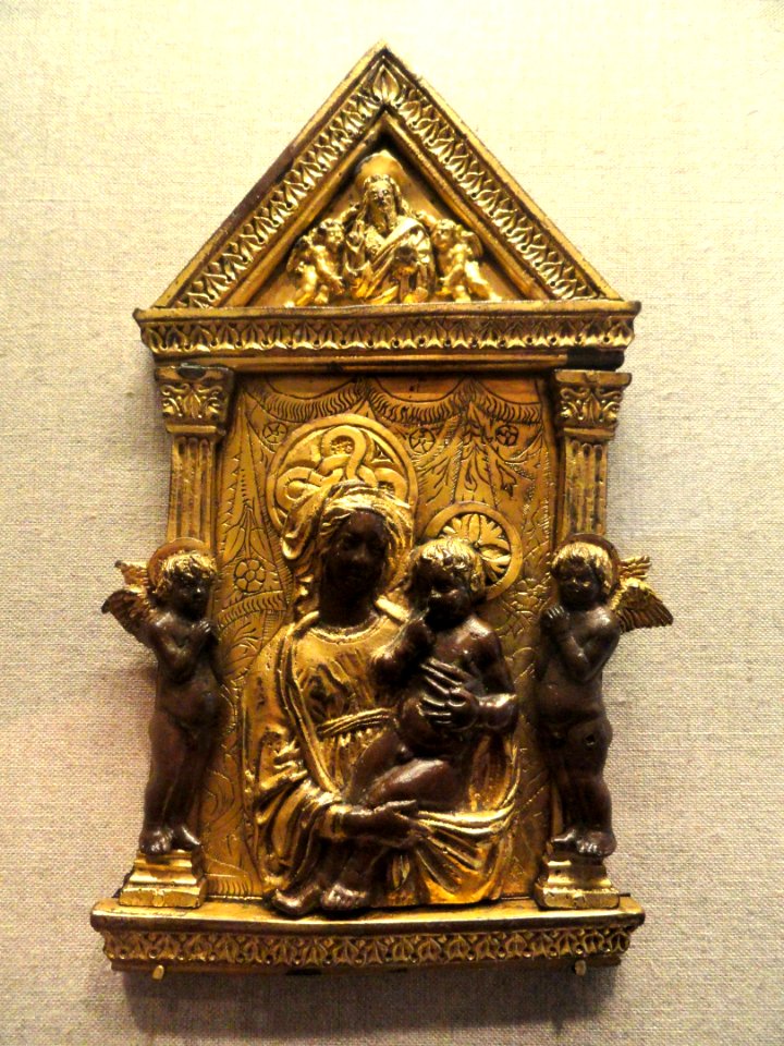 Artista fiorentino, pace con la madonna, il bambino, due angeli adoranti e dio padre benedicente, 1440-1460 circa - National Gallery of Art, Washington - DSC08599